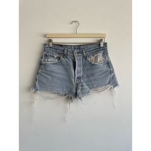 Levi’s distressed button fly jean shorts | size 27